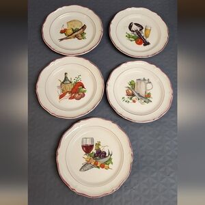 Vintage St Amand L'heure Du French Fiance Set Of Five Hors D'oeuvre Plates